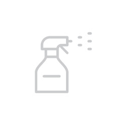 Gray icon of cleaning sprayer with droplets spraying out