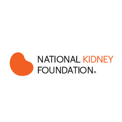 National Kidney Foundation logo with black and orange type and an orange kidney on the left