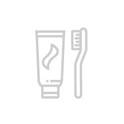 Gray icon of toothpaste and toothbrush