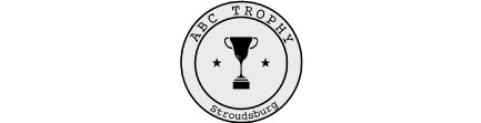 ABC Trophy logo with type going around a pale gray circle and a black trophy in the center with a black star on either side