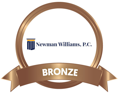 Newman Williams, P.C. logo in a metallic bronze circle with a metallic Bronze Sponsor ribbon at the bottom