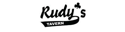 Rudy's Tavern logo in black type with the word tavern in the swirl of the y