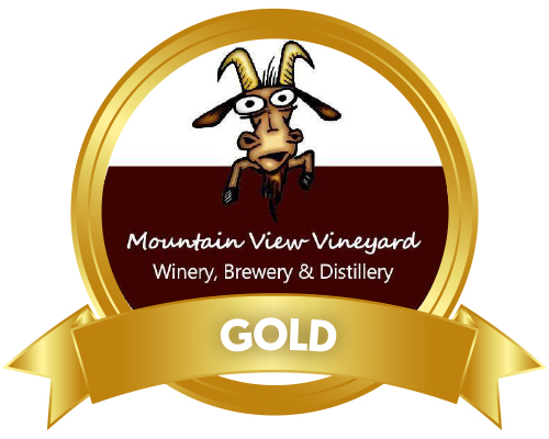 Mountain View Vineyard logo in a metallic gold circle with a metallic Gold Sponsor ribbon at the bottom